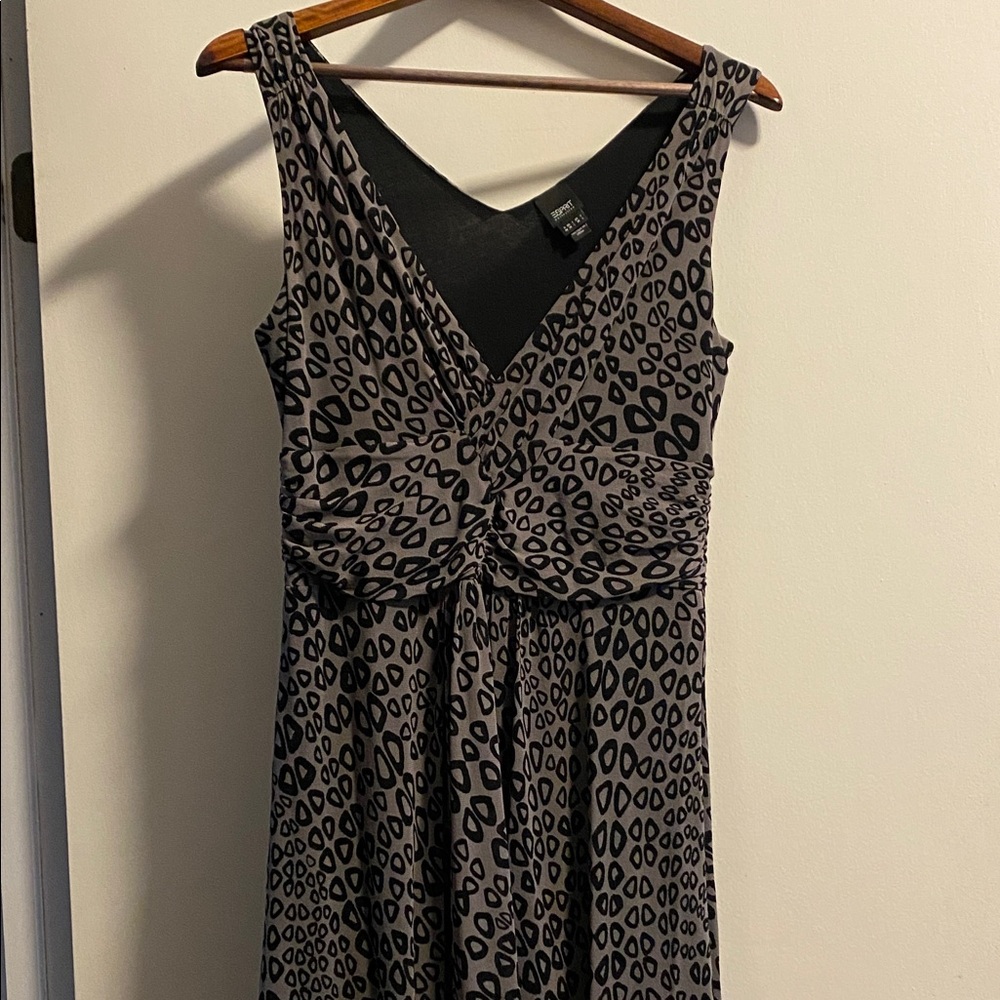 Esprit Black and Gray Patterned Midi Dress